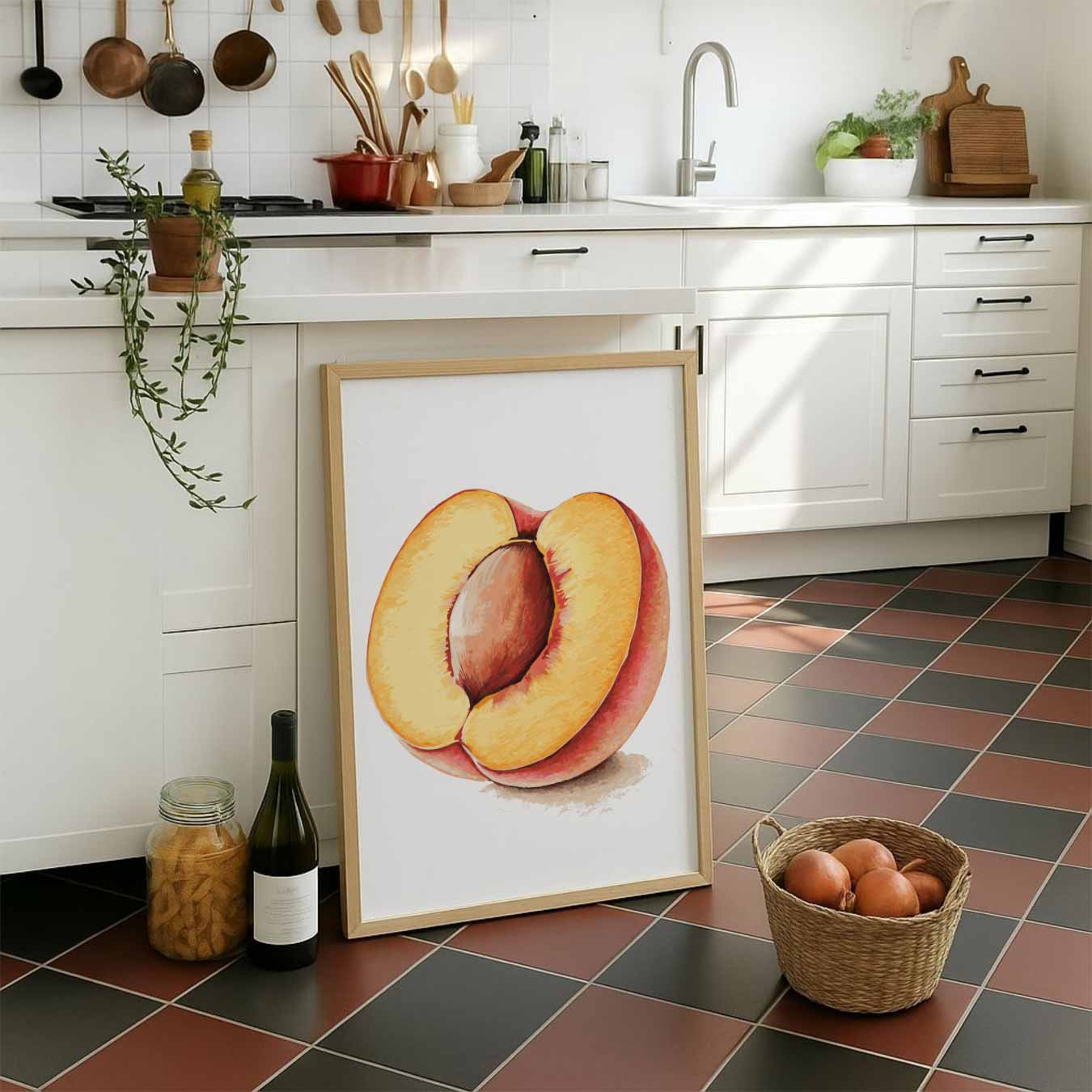 Zonnige Perzik Illustratie Poster-WallArtistic