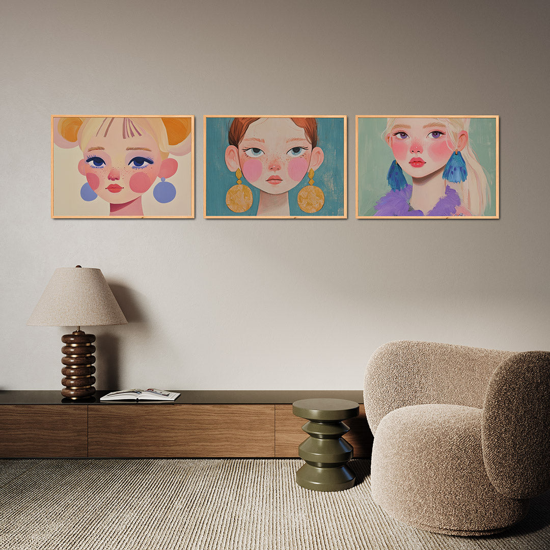 Kleurrijke portretvlakken Posterset