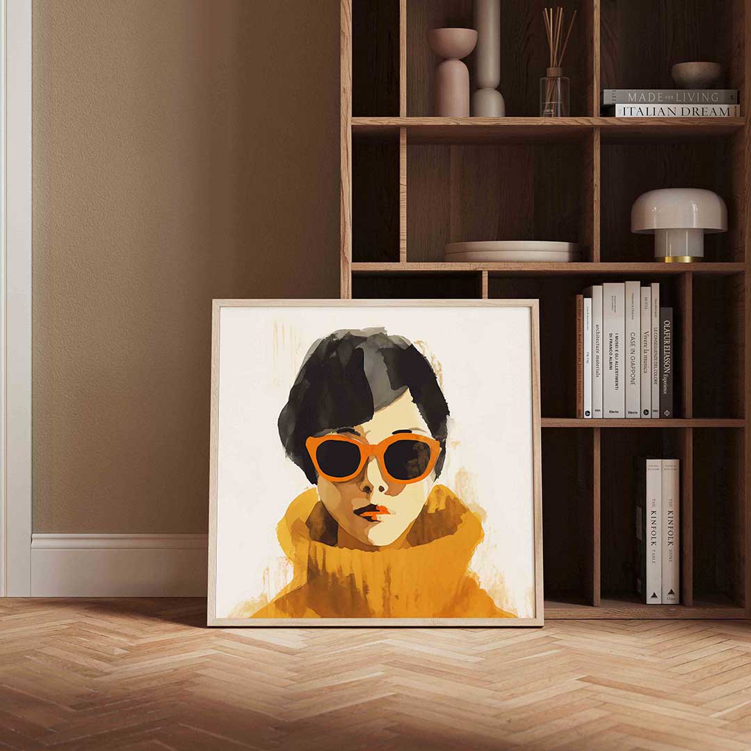 Vrouw met oranje zonnebril Poster