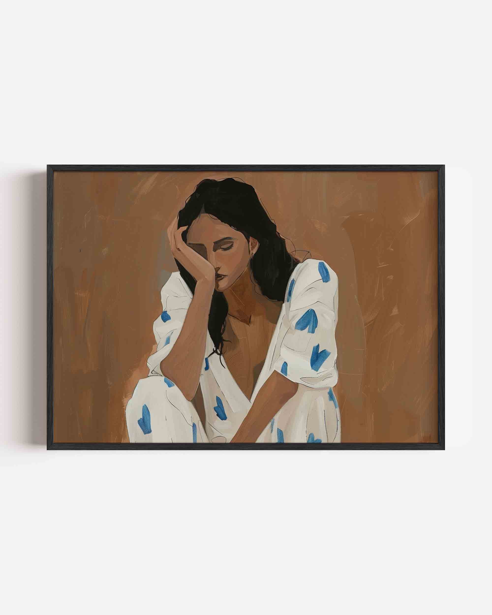 Vrouw met blauwe accenten Poster