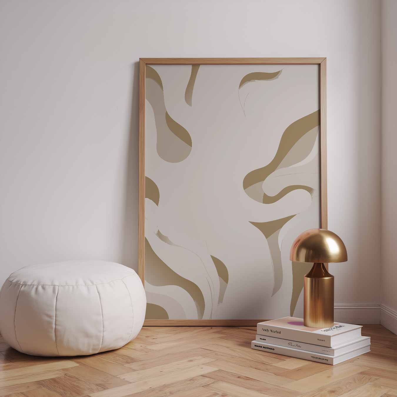 Elegante Abstracte Beige Kunstposter-WallArtistic