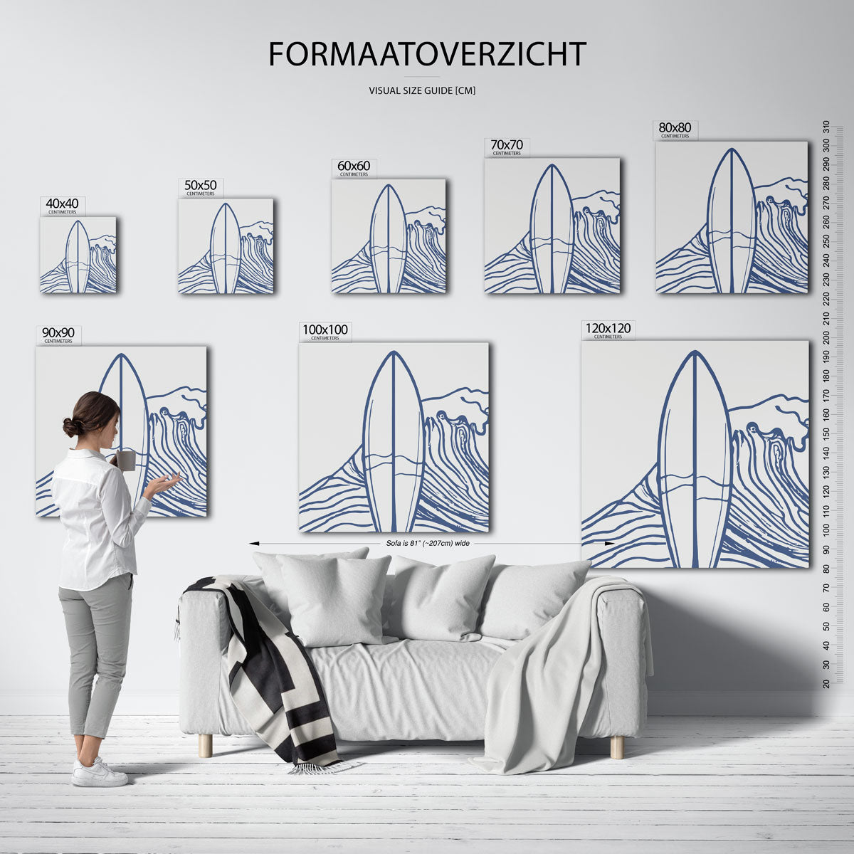 Surfplank en golven Poster
