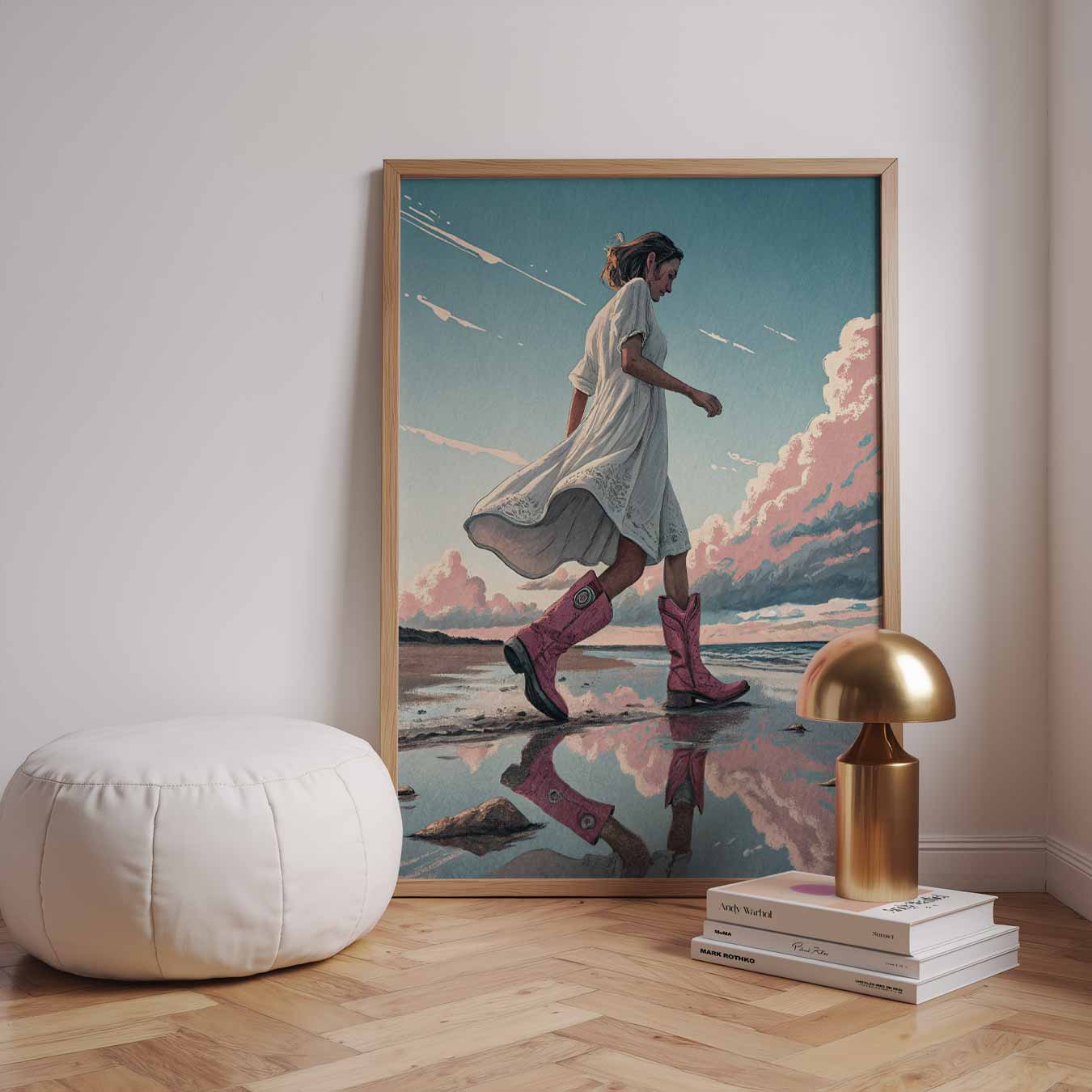 Strandwandeling in Stijl Poster-WallArtistic