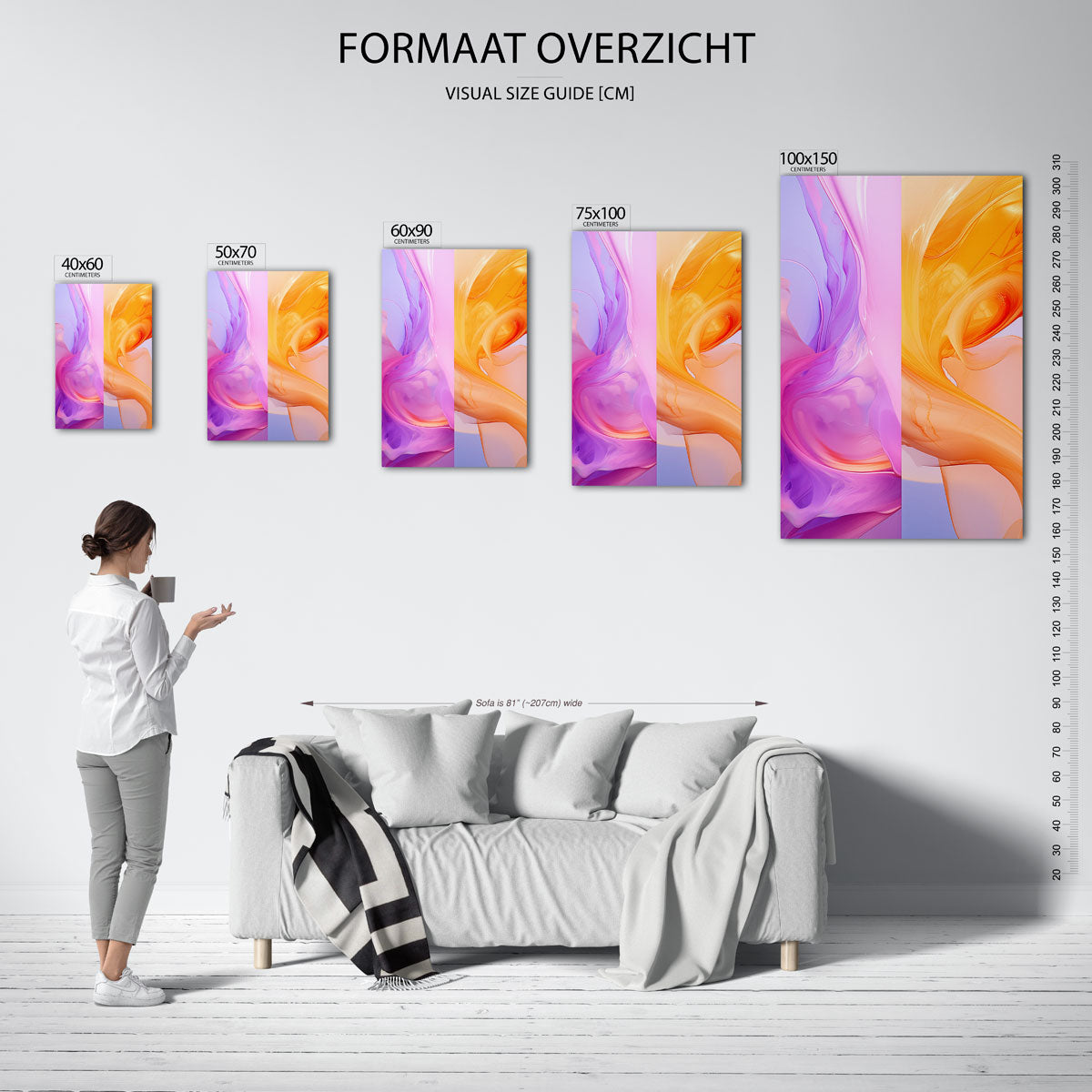 Vloeiende kleurencompositie Kunstwerk