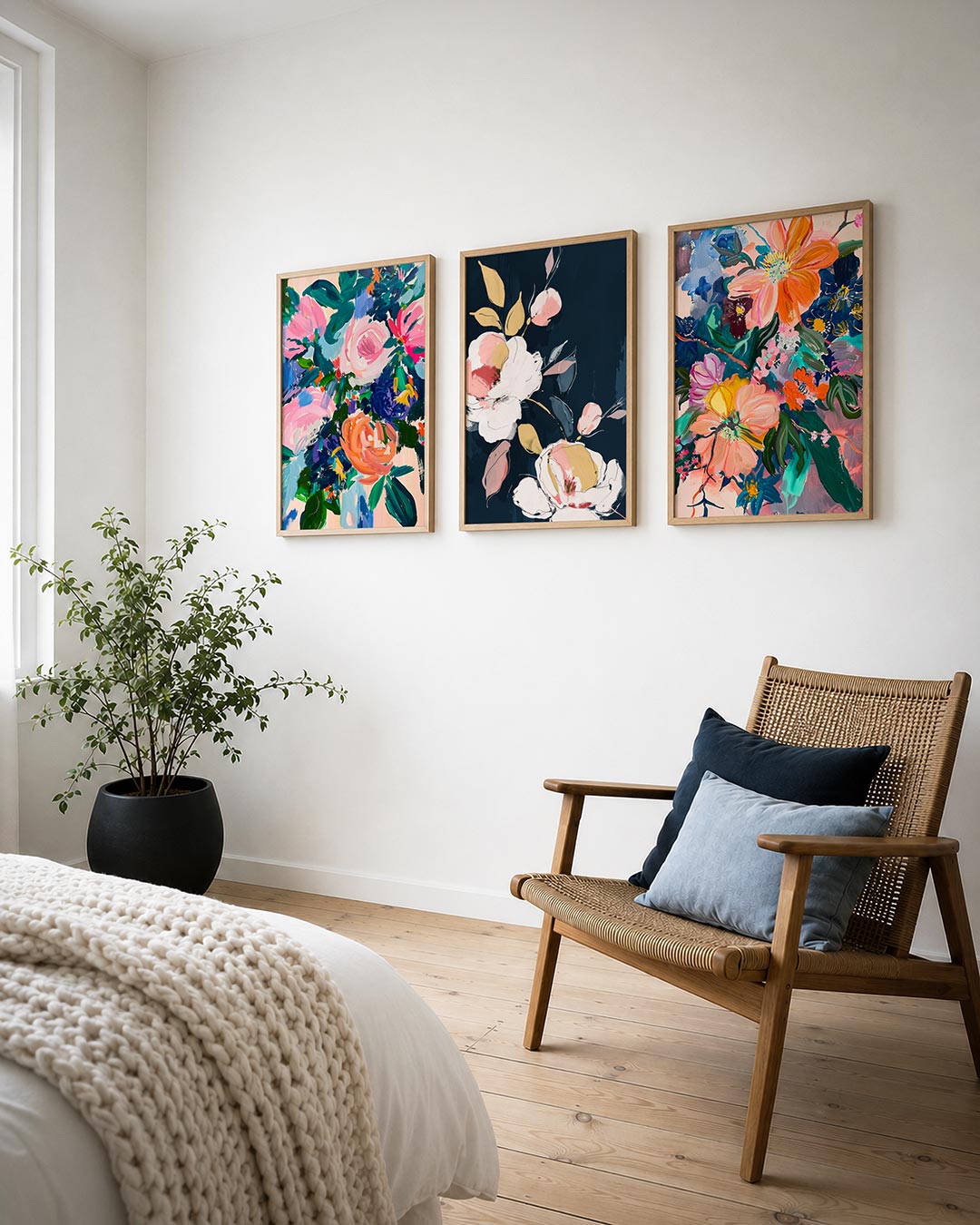 Kleurrijke bloemenvormen Posterset
