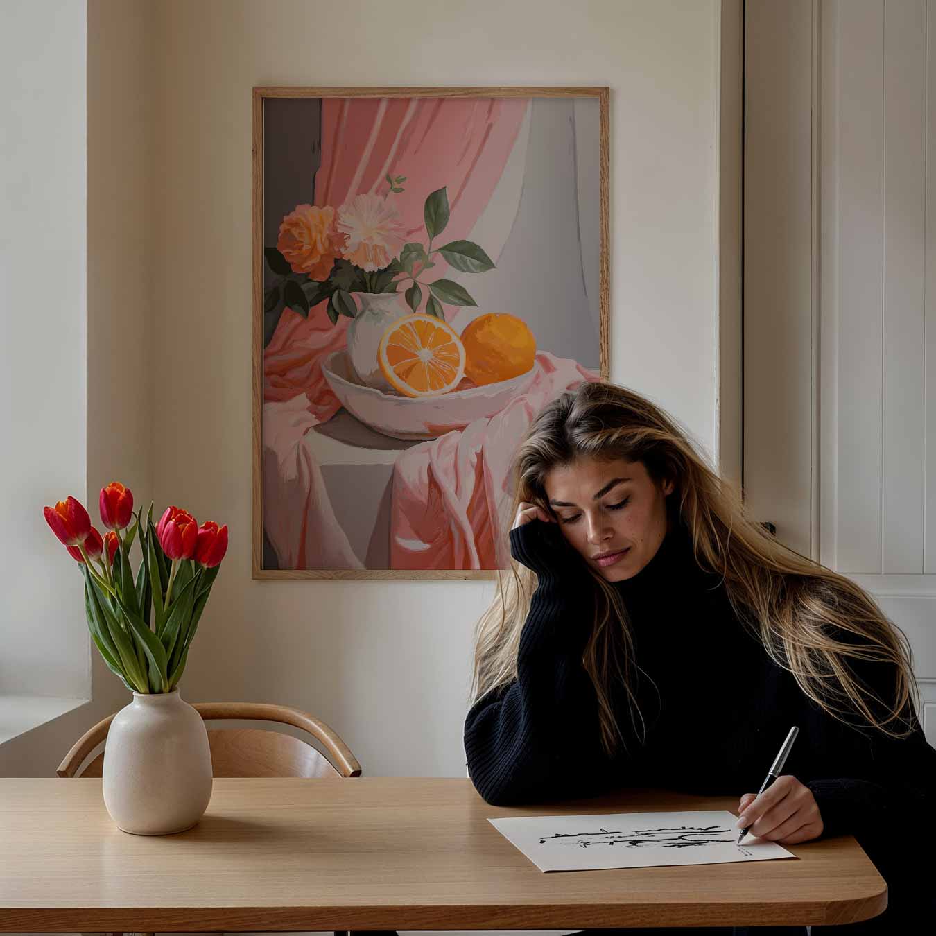 Vrolijke Citrus en Bloemen Poster-WallArtistic