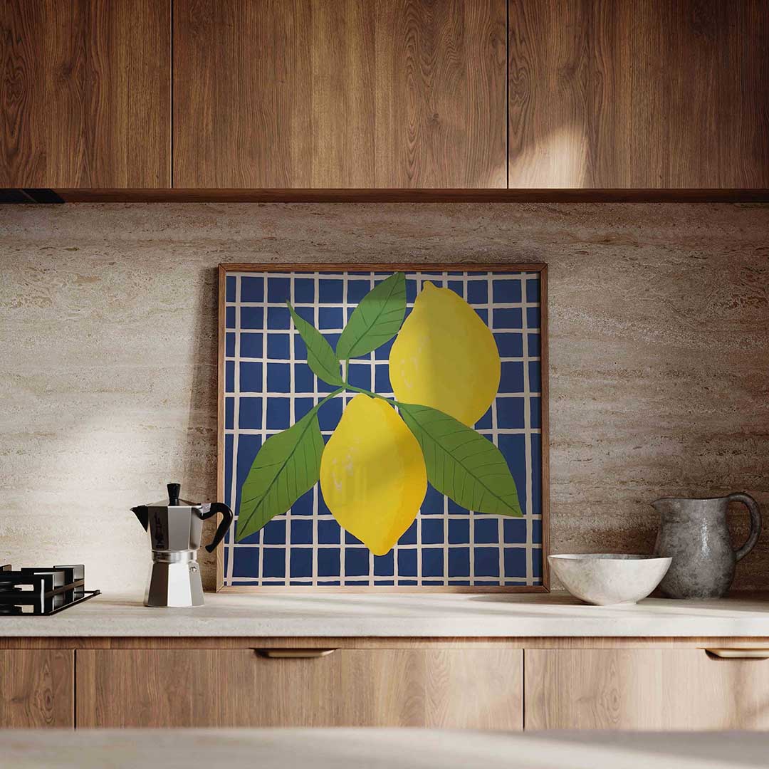 Citroenen op blauw Poster
