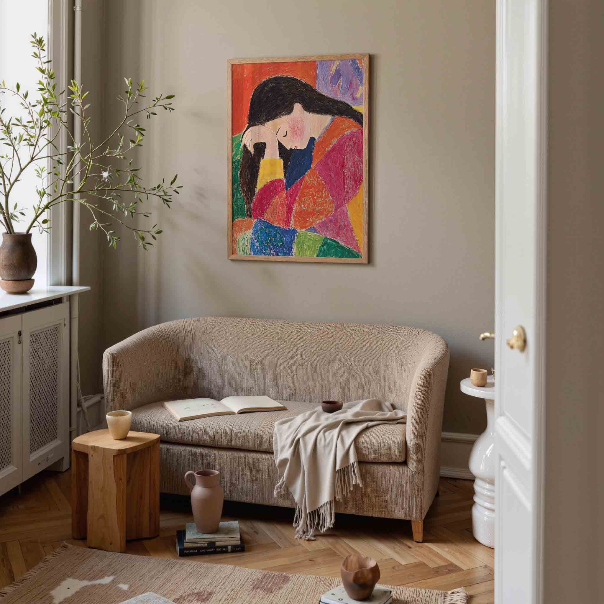 Vrouw met kleurrijke kleding Poster