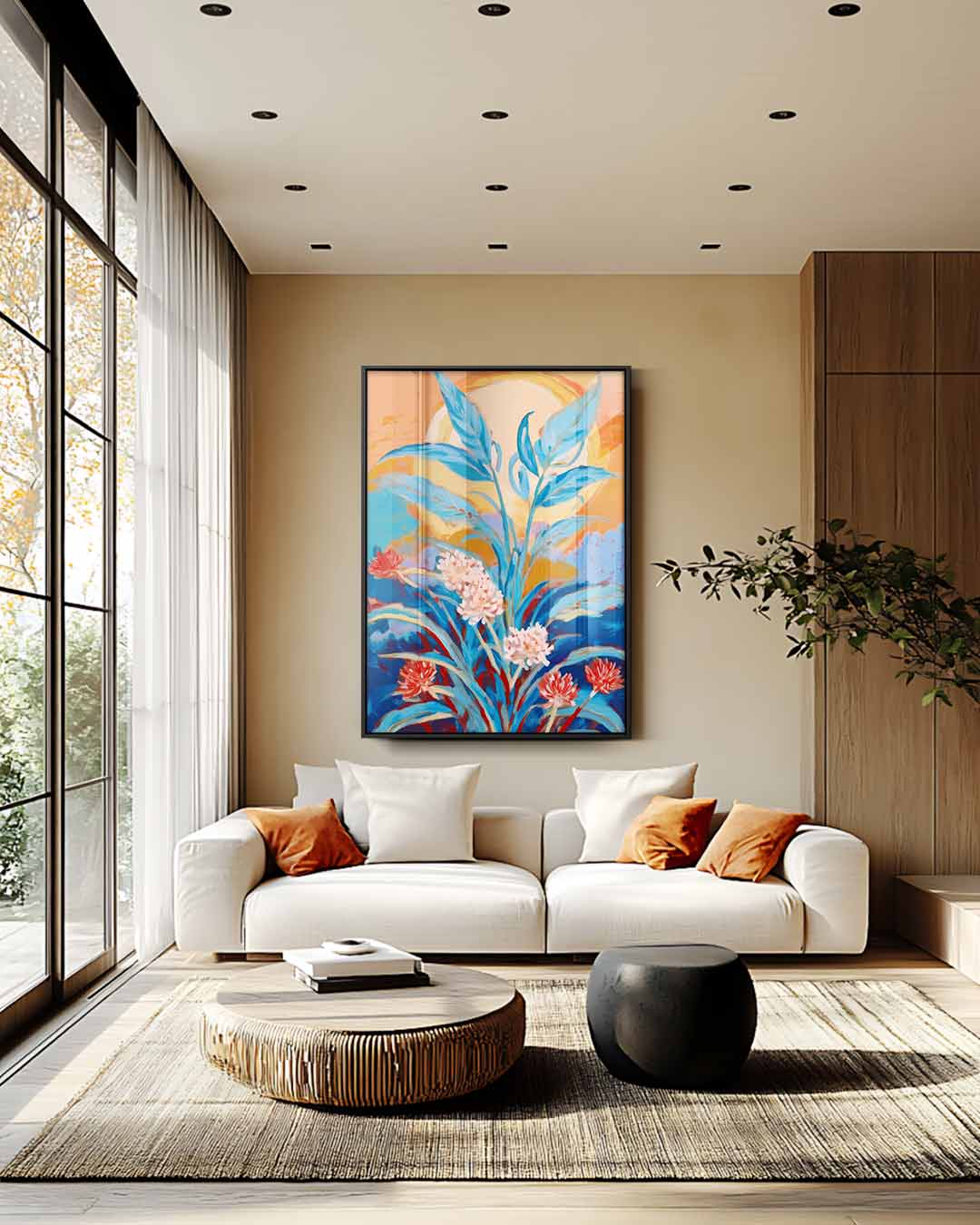 Zomerbloemen in de Wind Kunstwerk-canvas-dibond-plexiglas-wanddecoratie-WallArtistic