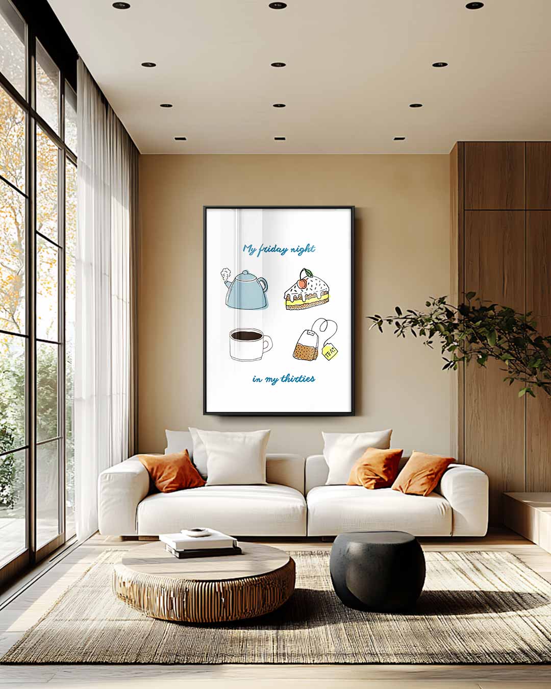 Relaxte Vrijdagavond Illustratie Kunstwerk-canvas-dibond-plexiglas-wanddecoratie-WallArtistic