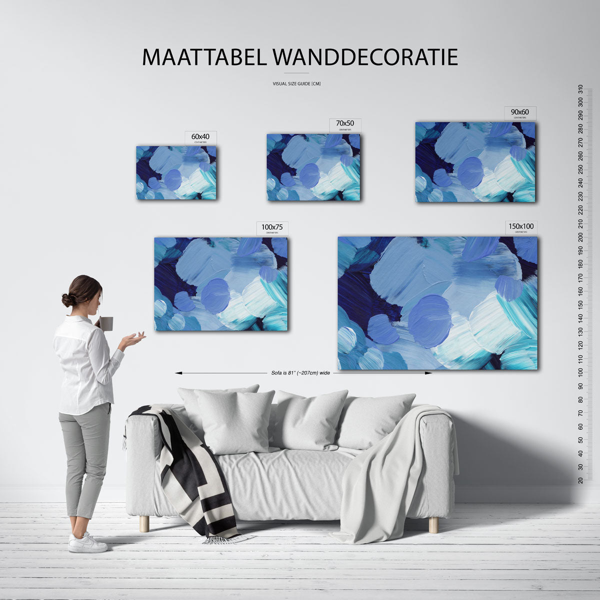 Dynamische blauwtinten Kunstwerk