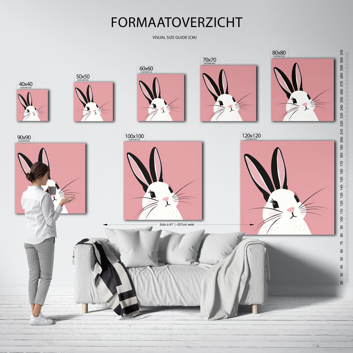 Konijn op roze Poster