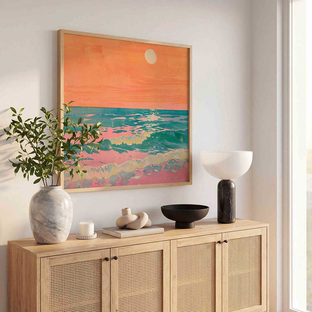 Zonsondergang boven zee Poster