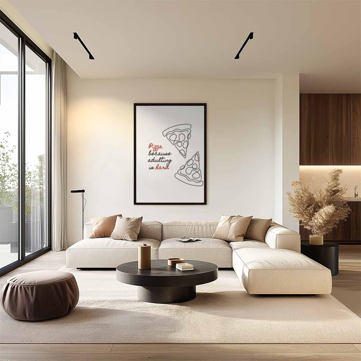 Humoristische Pizza Illustratie Kunstwerk-canvas-dibond-plexiglas-wanddecoratie-WallArtistic