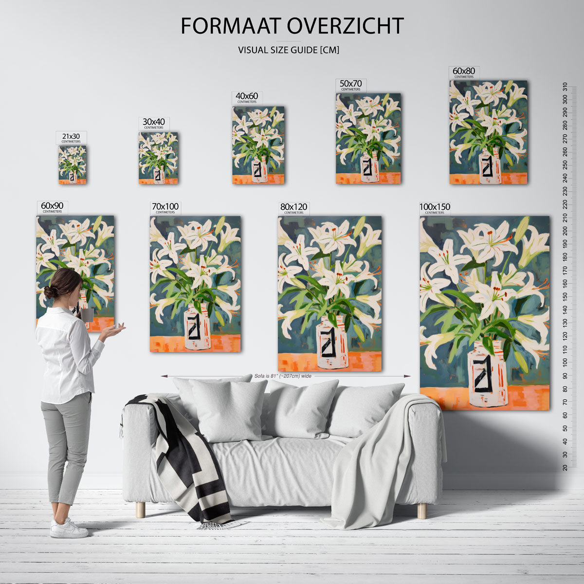 Witte lelies in vaas Poster