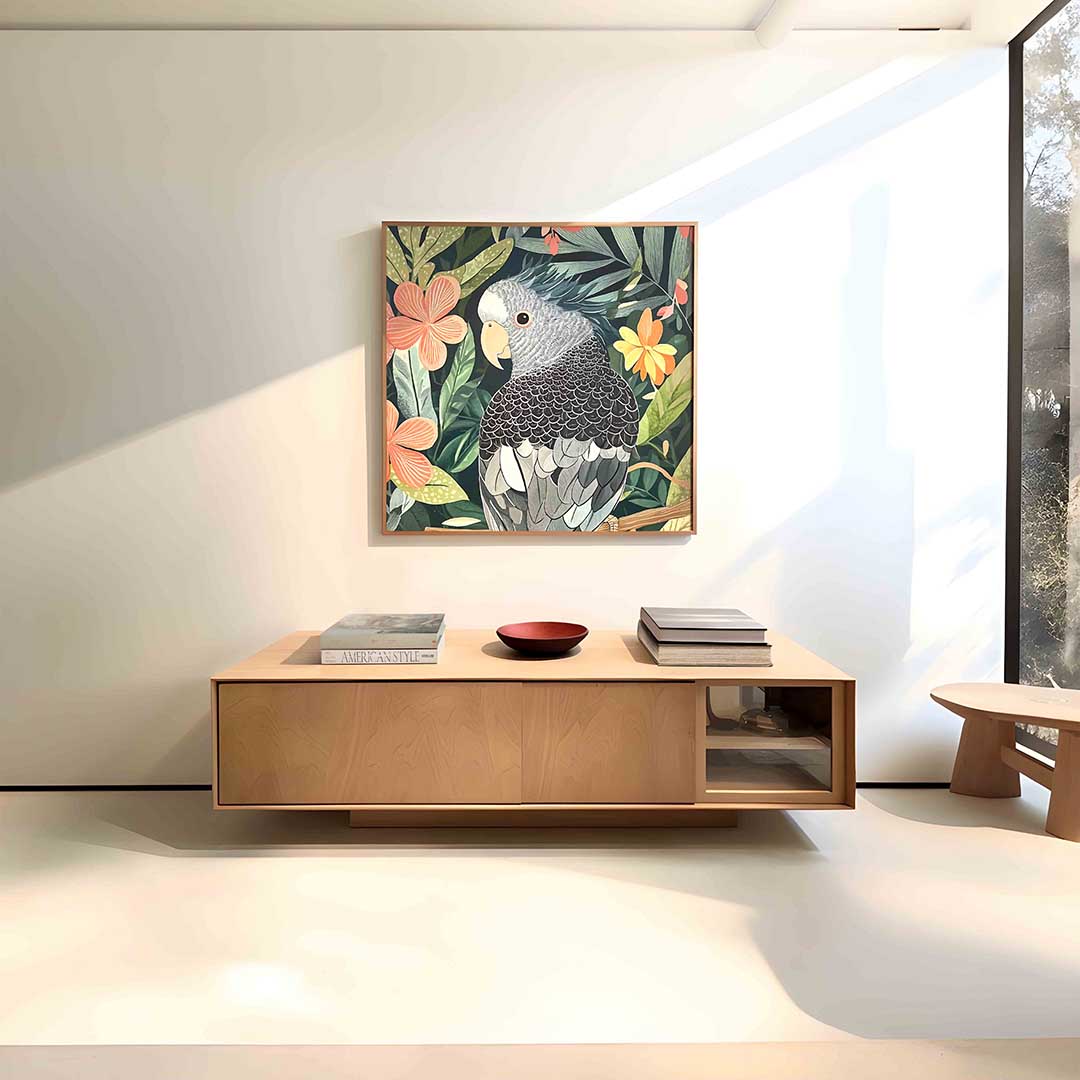 Papegaai en bloemen Poster