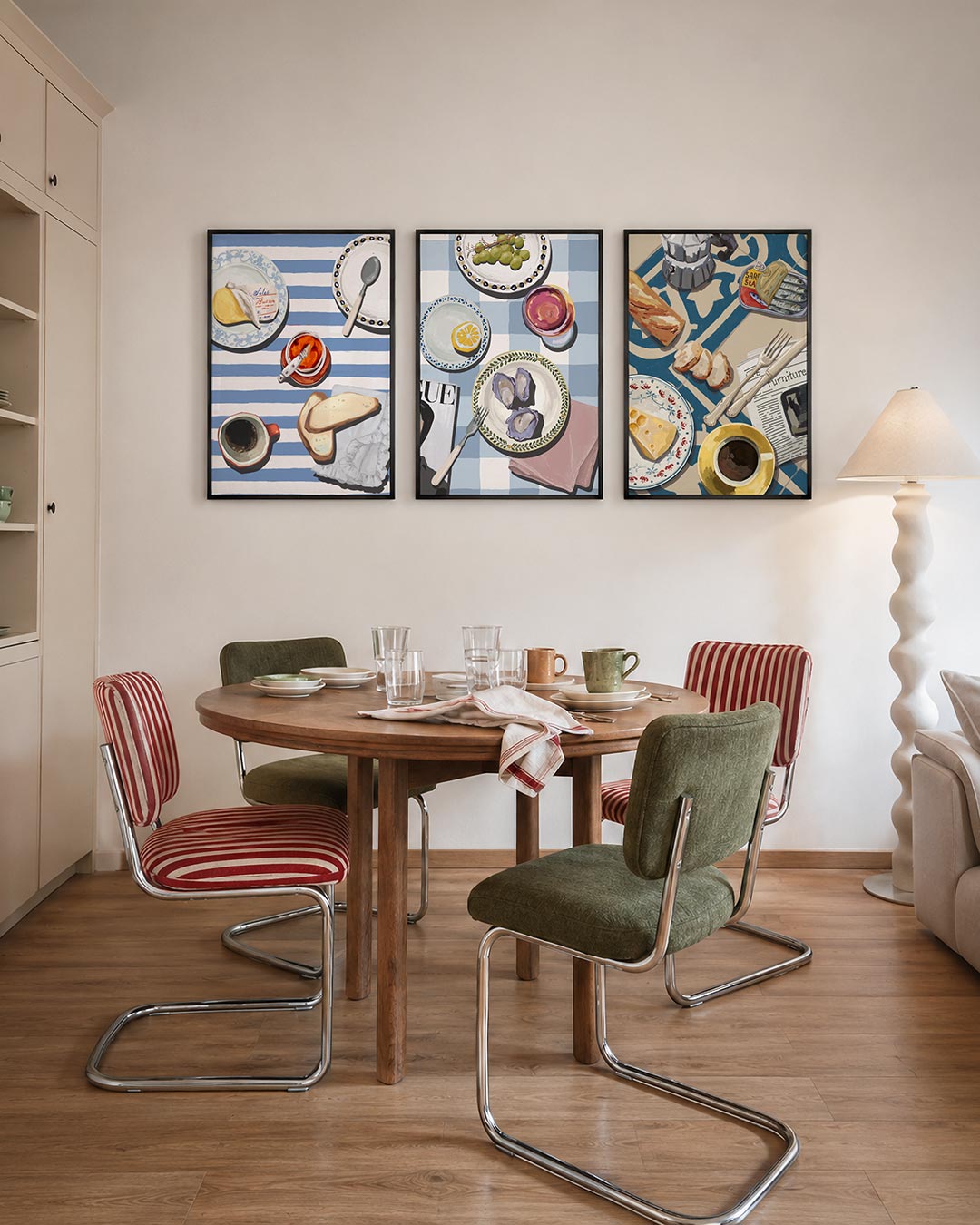Ontbijt op strepen Posterset