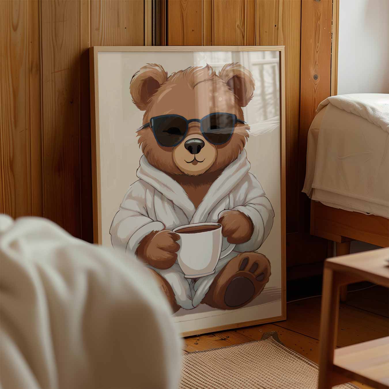 Knusse Beer Met Koffie Poster-WallArtistic