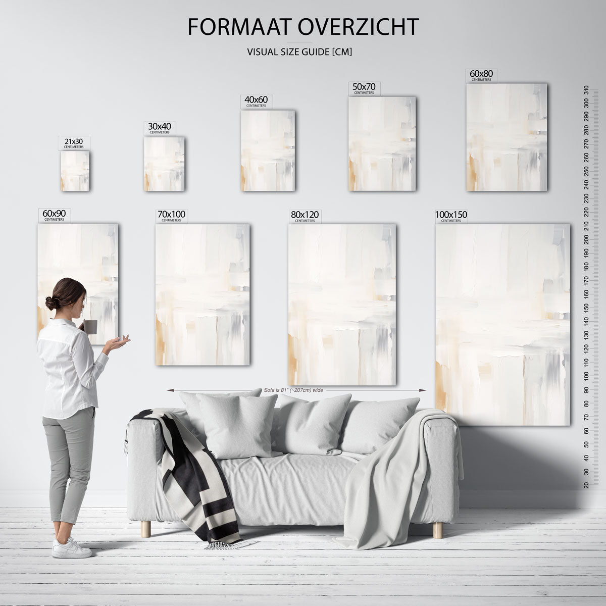 Abstracte beige en grijze Poster