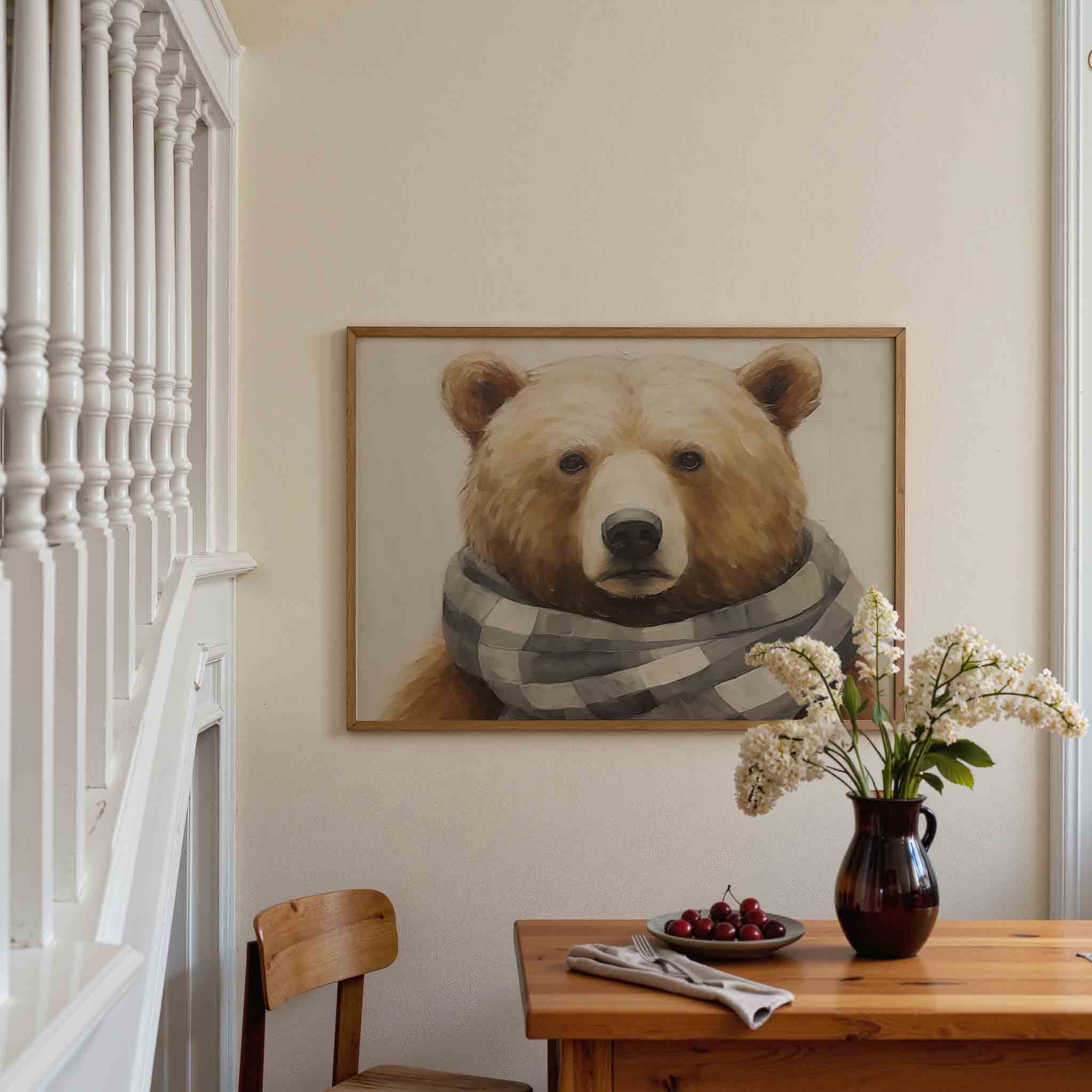 Beer met sjaal Poster