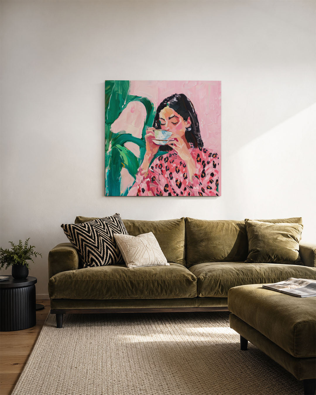Vrouw met kopje Kunstwerk