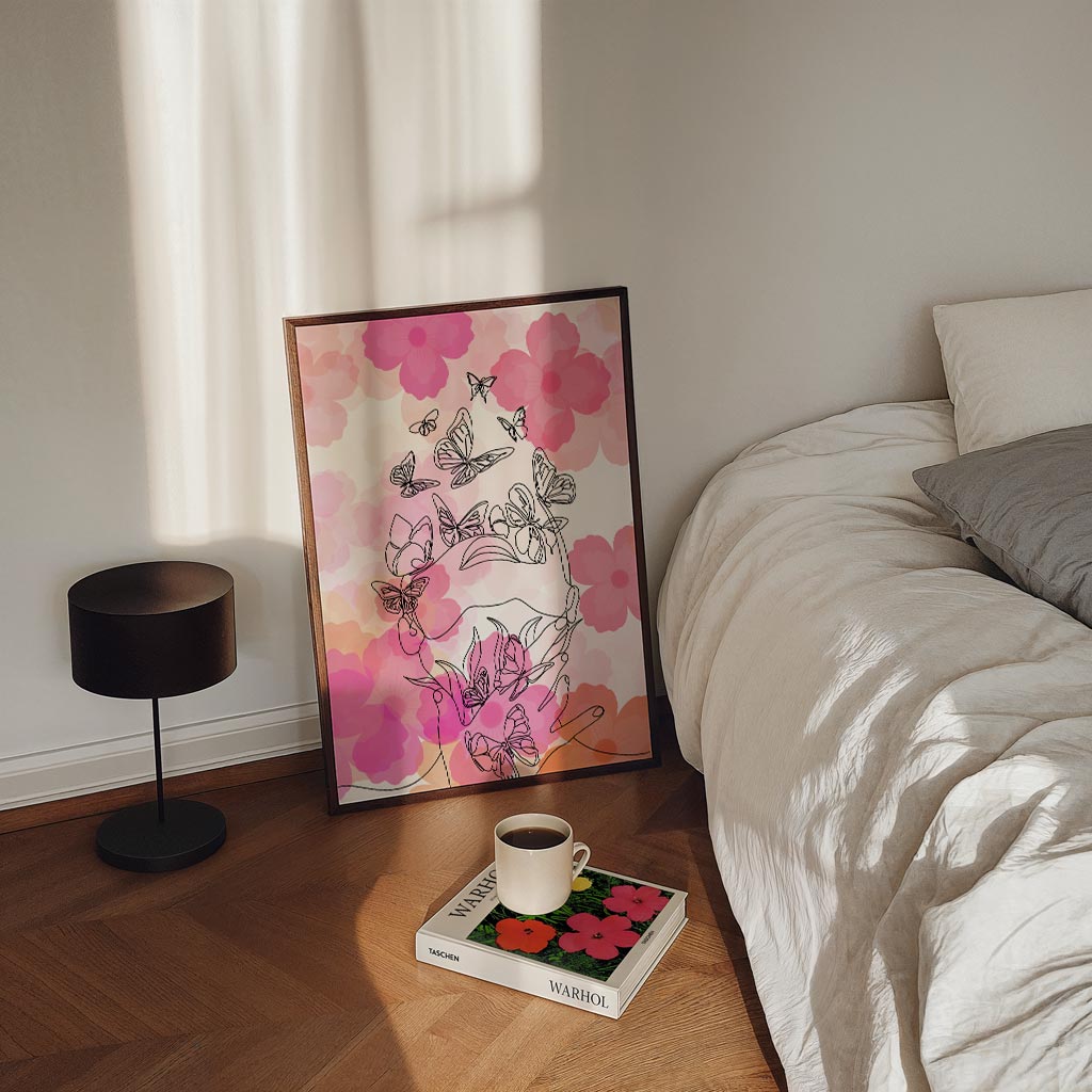 Dromerige Bloemen & Vlinders Poster-WallArtistic