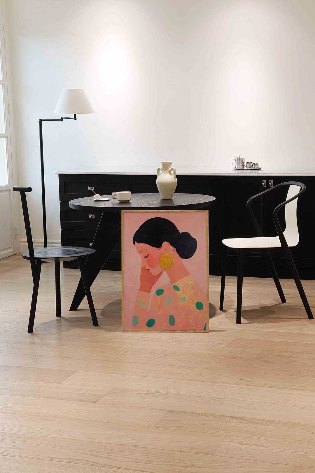 Vrouw met gele oorbel Poster