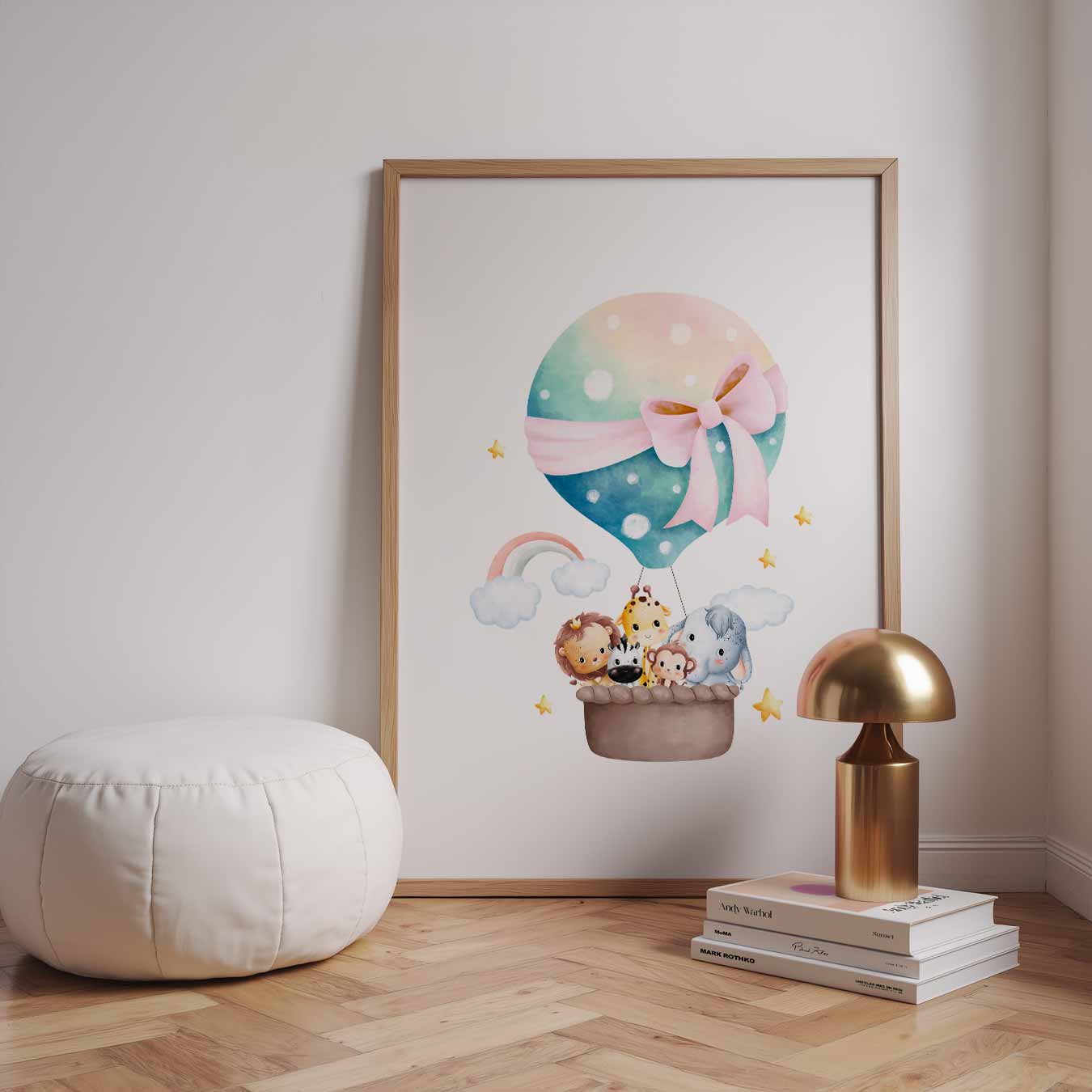 Vrolijke Dieren Luchtballon Poster-WallArtistic