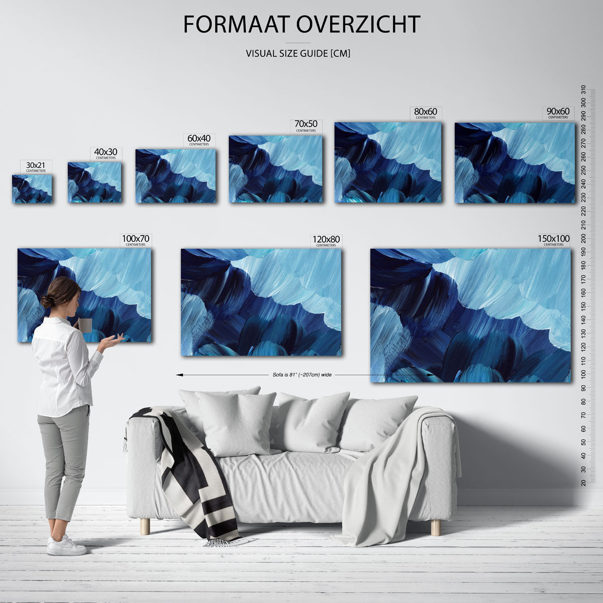 Abstracte blauwe vormen Poster