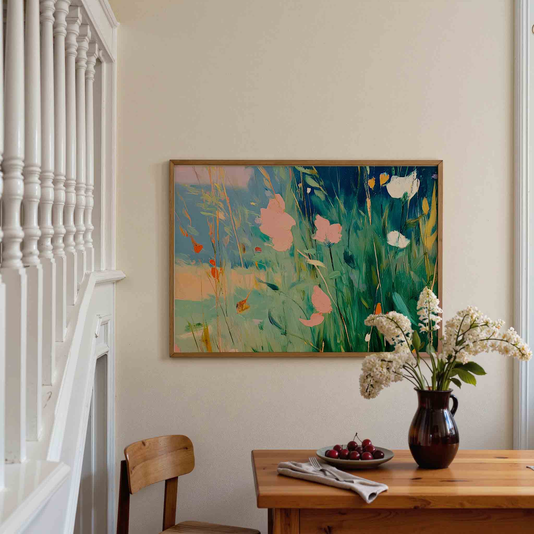 Bloemen en gras Poster