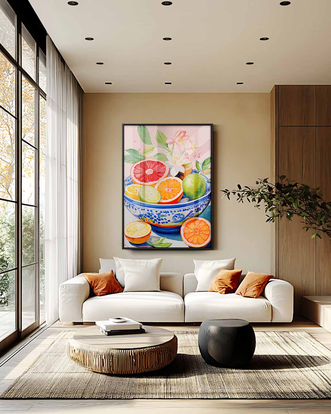 Kleurrijke Fruitige Schaal Kunstwerk-canvas-dibond-plexiglas-wanddecoratie-WallArtistic
