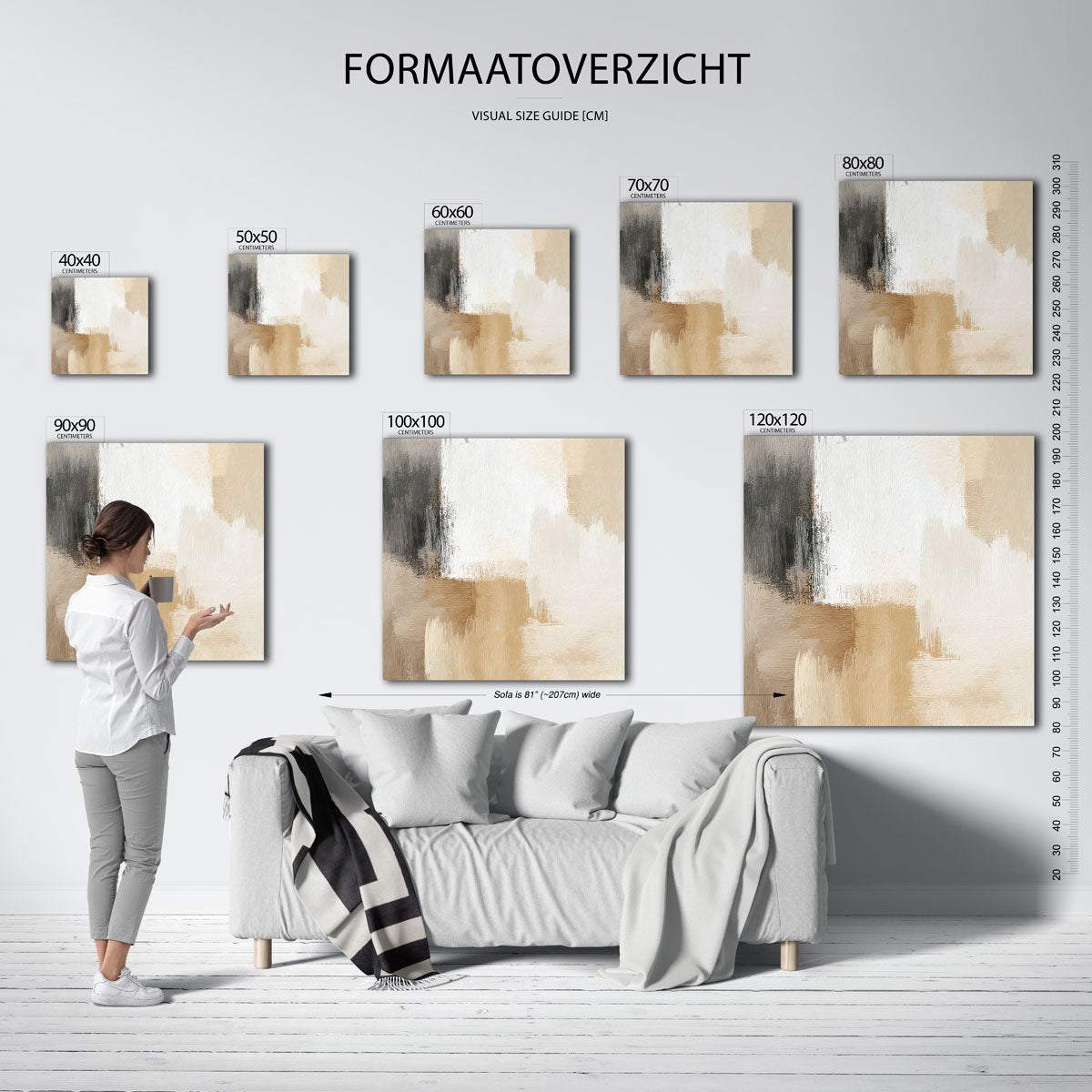 Abstracte beige en grijze Poster