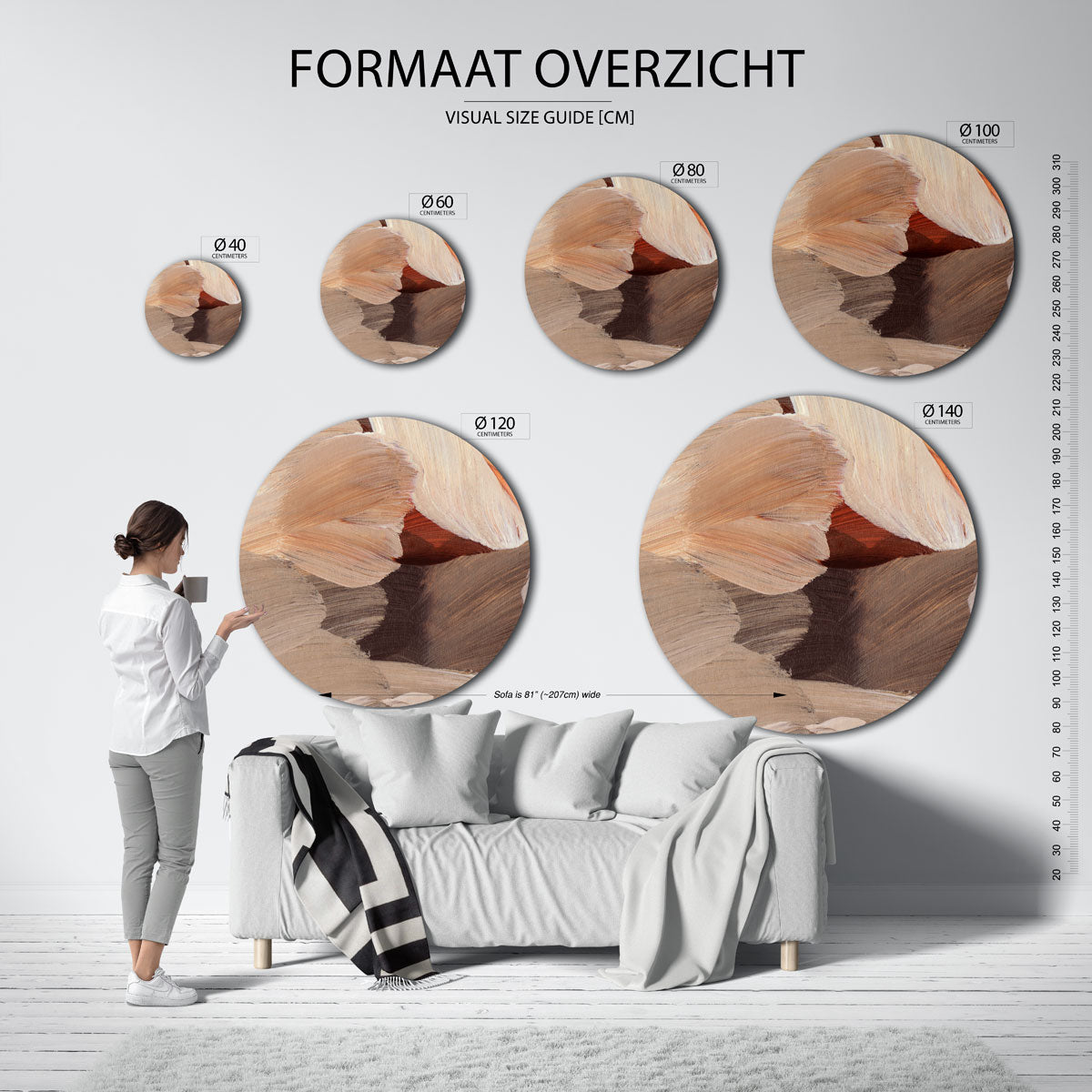 Abstracte penseelstreken Muurcirkel