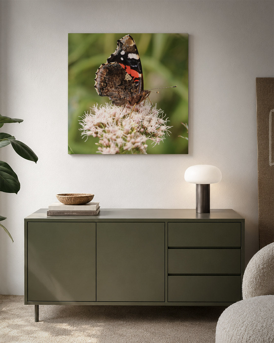 Vlinder op bloem Kunstwerk