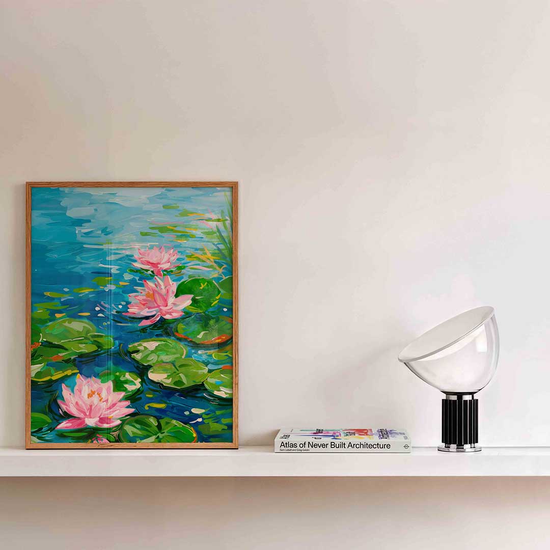 Waterlelies en bladeren Poster