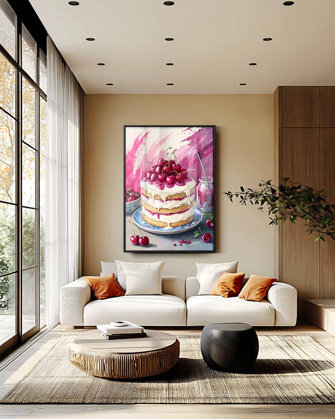 Verrukkelijk Kersentaart Schilderij Kunstwerk-canvas-dibond-plexiglas-wanddecoratie-WallArtistic