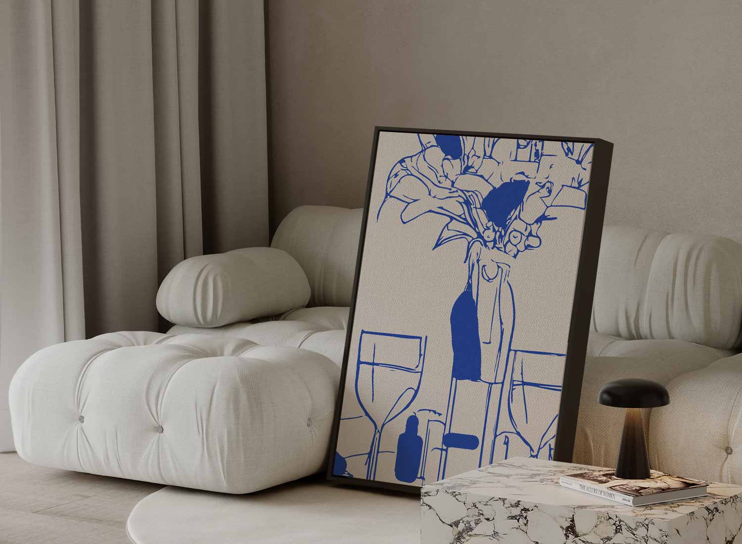 Moderne Blauwe Stilleven Kunstwerk-canvas-dibond-plexiglas-wanddecoratie-WallArtistic