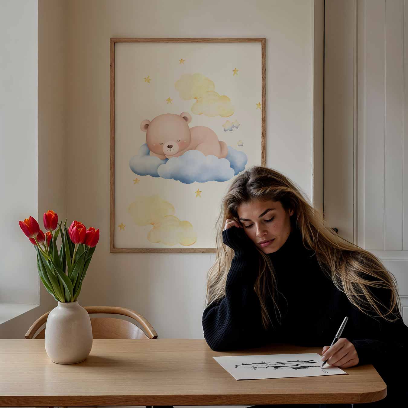 Dromerige Beer Kinderkamer Poster-WallArtistic