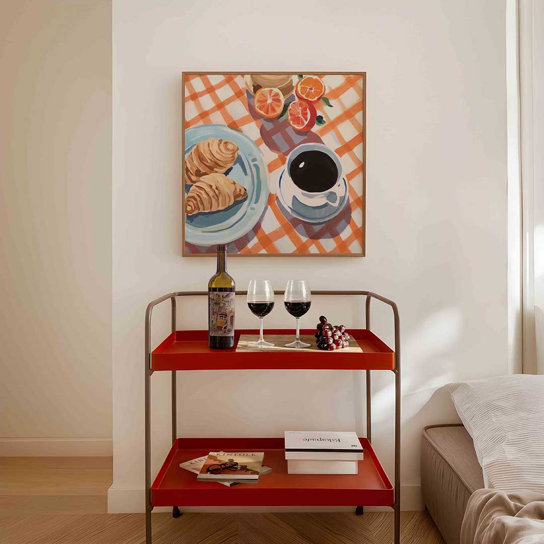 Ontbijt met croissants Poster