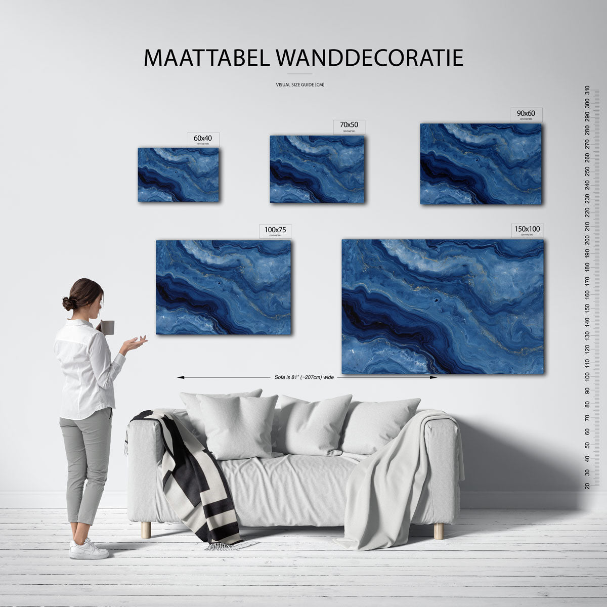 Golvende blauwe patronen Kunstwerk