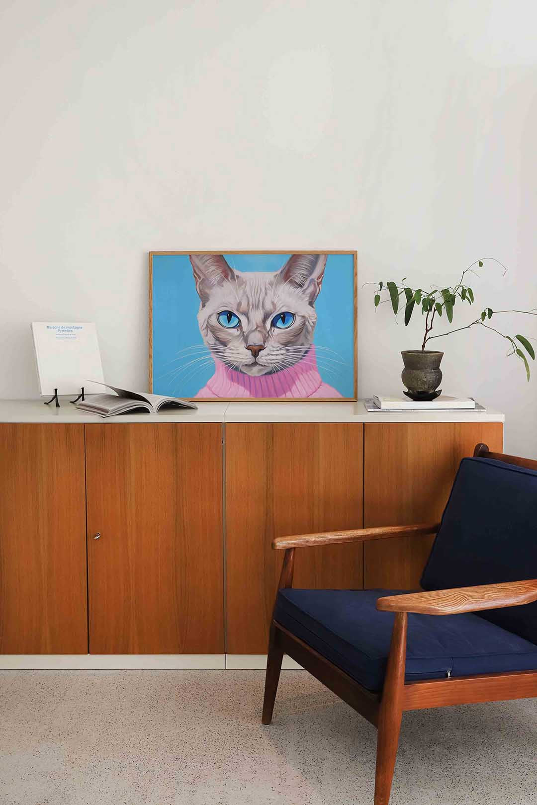 Kat met blauwe ogen Poster