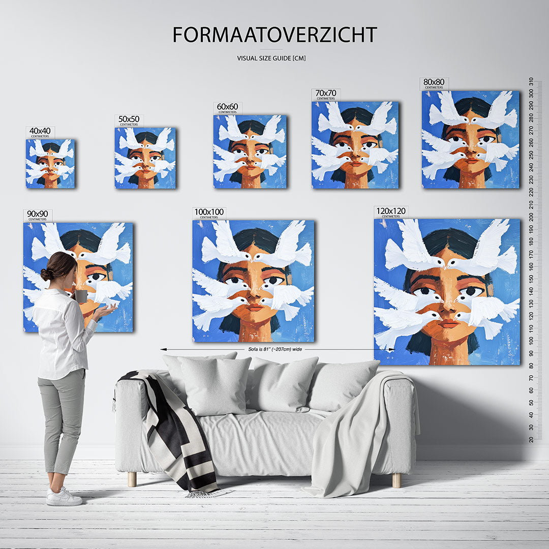 Vogels en gezicht Kunstwerk