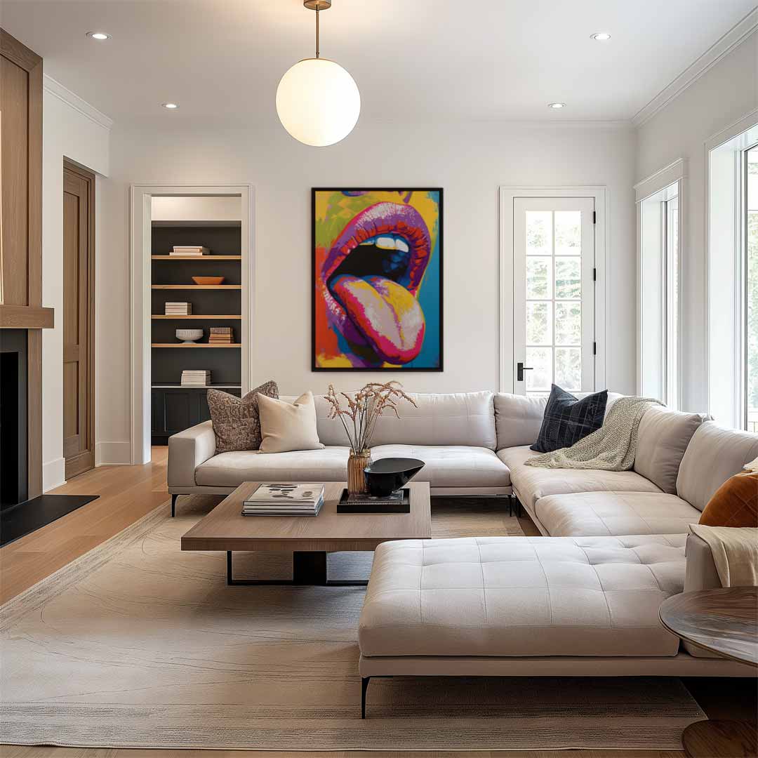 Kleurrijke Mond Kunstwerk-canvas-dibond-plexiglas-wanddecoratie-WallArtistic