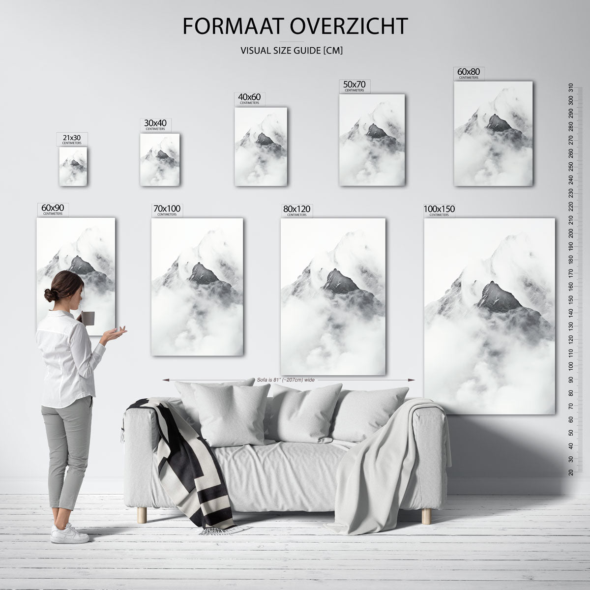 Bergtop in wolken Poster